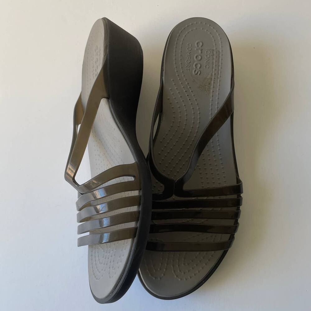 Crocs Dark Gray Iconic Strappy sandals - Size 11W - Picture 6 of 13